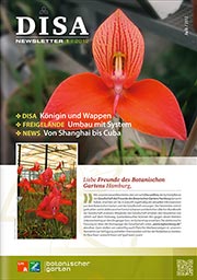 Titelseite des DISA-Newsletters für den Botanischen Garten Hamburg (Design ©2012 hasche.mediendesign, Fotos: Carsten Schirarend)