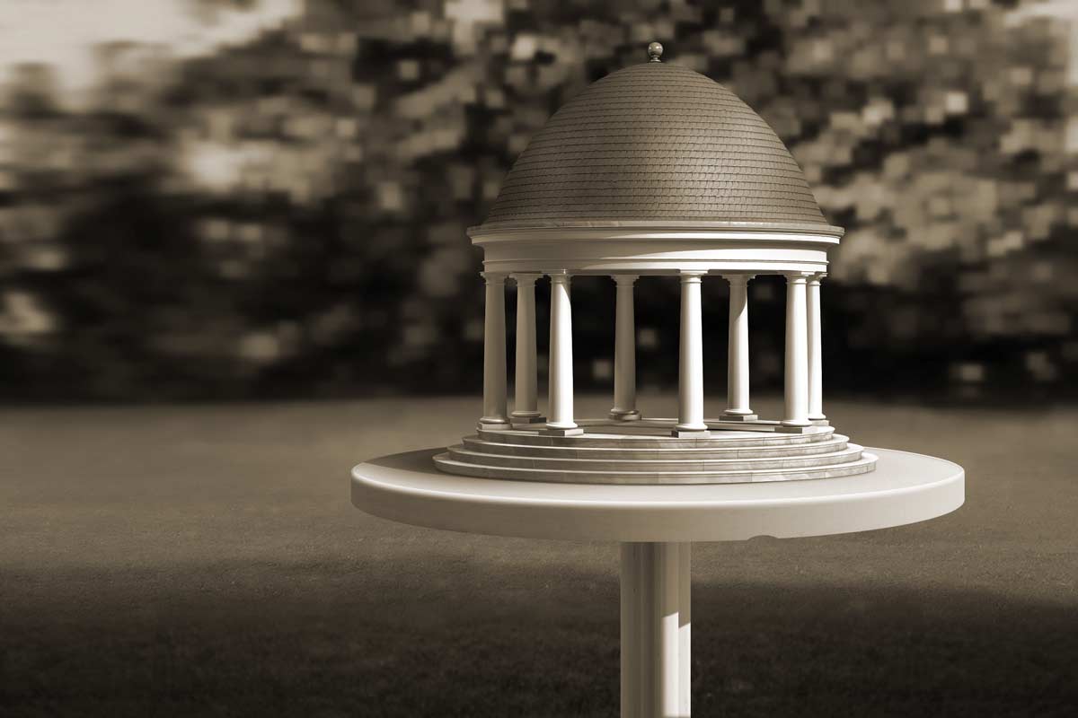 Modell des Jugendtempels im Schweriner Schlossgarten (3D-Artwork ©2013 hasche.mediendesign)